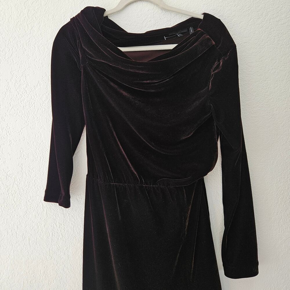 THEORY Off-The-Shoulder Velvet‎ Midi-Dress Size 2 Long Sleeves - Picture 4 of 16